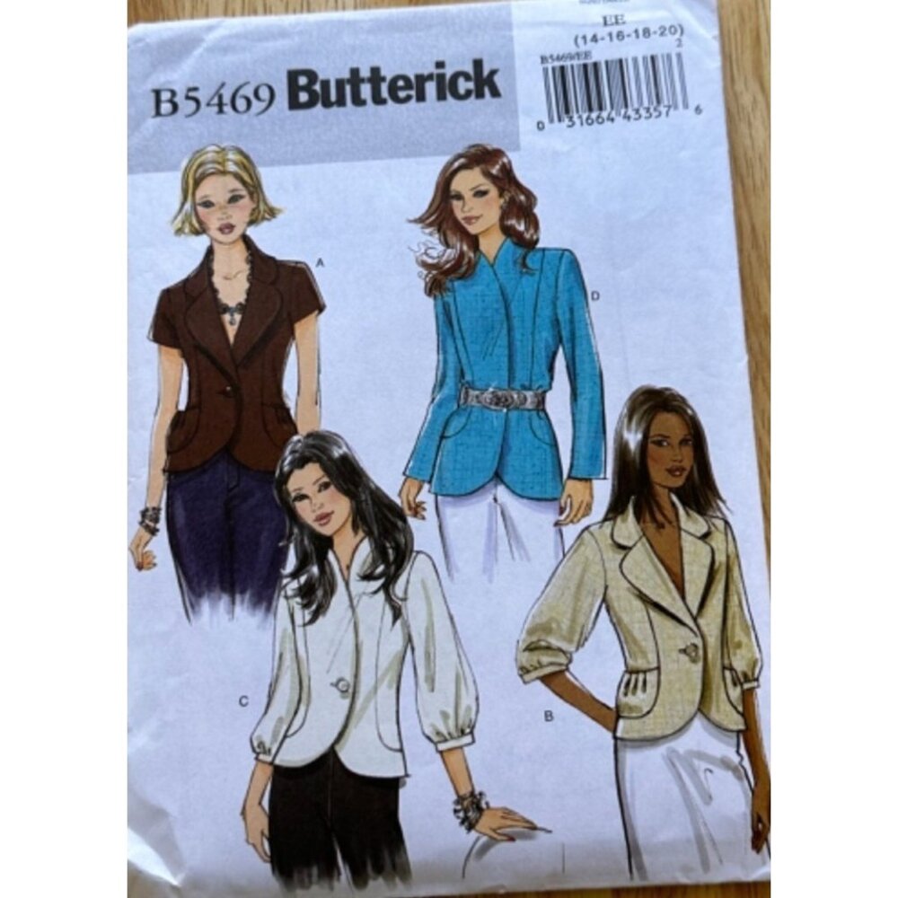 Butterick B5469 Womens Jacket Sewing Pattern Sizes 14-20 NEW